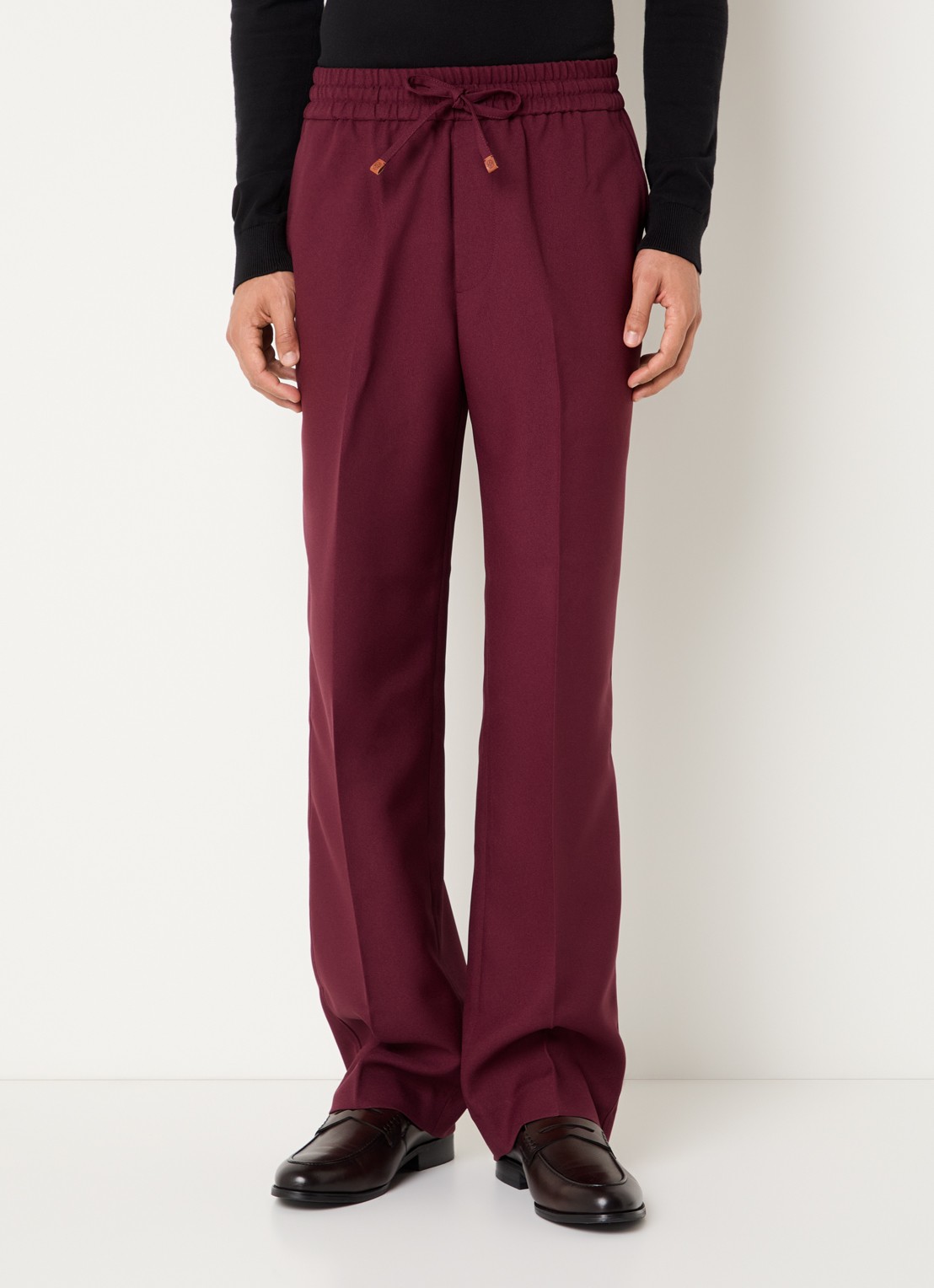 Drôle de Monsieur Loose fit broek met persplooi en steekzakken - detail 2 bordeauxrood