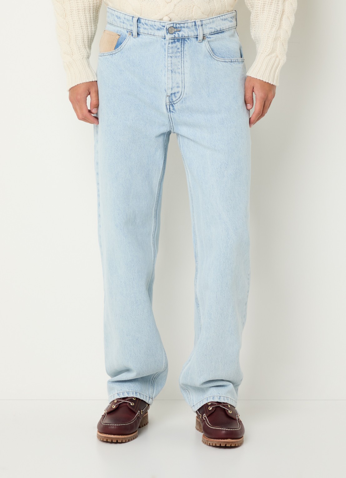 Drôle de Monsieur Loose fit jeans met lichte wassing - detail 2 lichtblauw