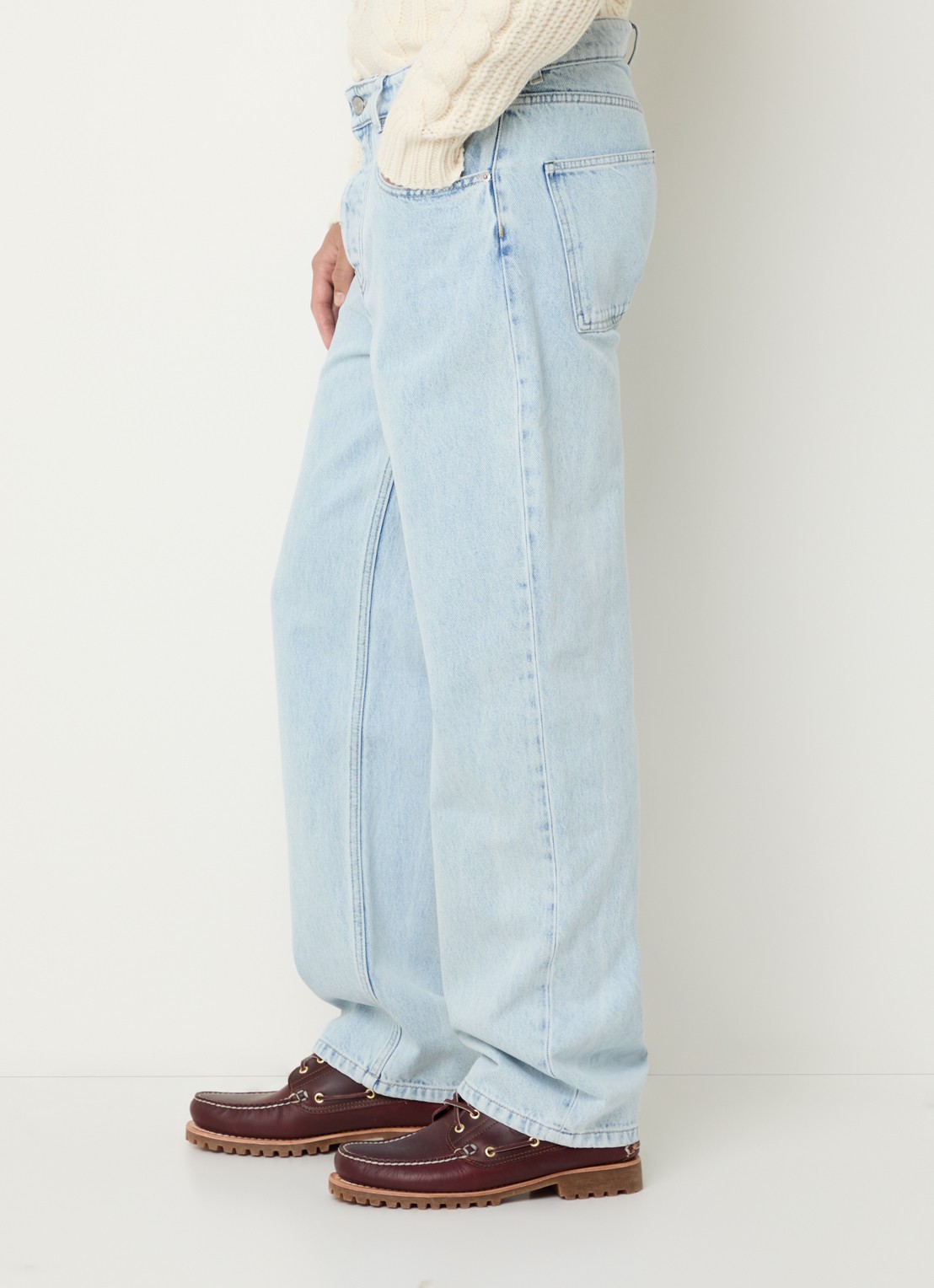 Drôle de Monsieur Loose fit jeans met lichte wassing - detail 3 lichtblauw
