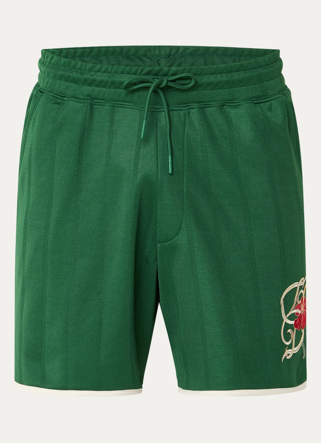 Drôle de Monsieur Loose fit korte broek met borduring - voorkant 3 donkergroen