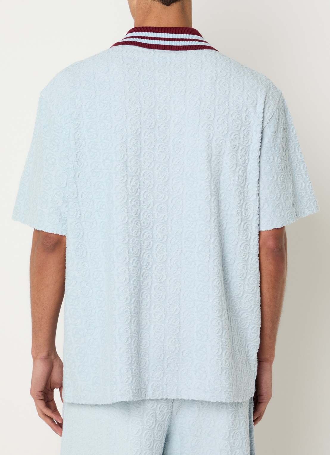 Drôle de Monsieur Monogram overhemd met logo flockprint - achterkant 3 lichtblauw