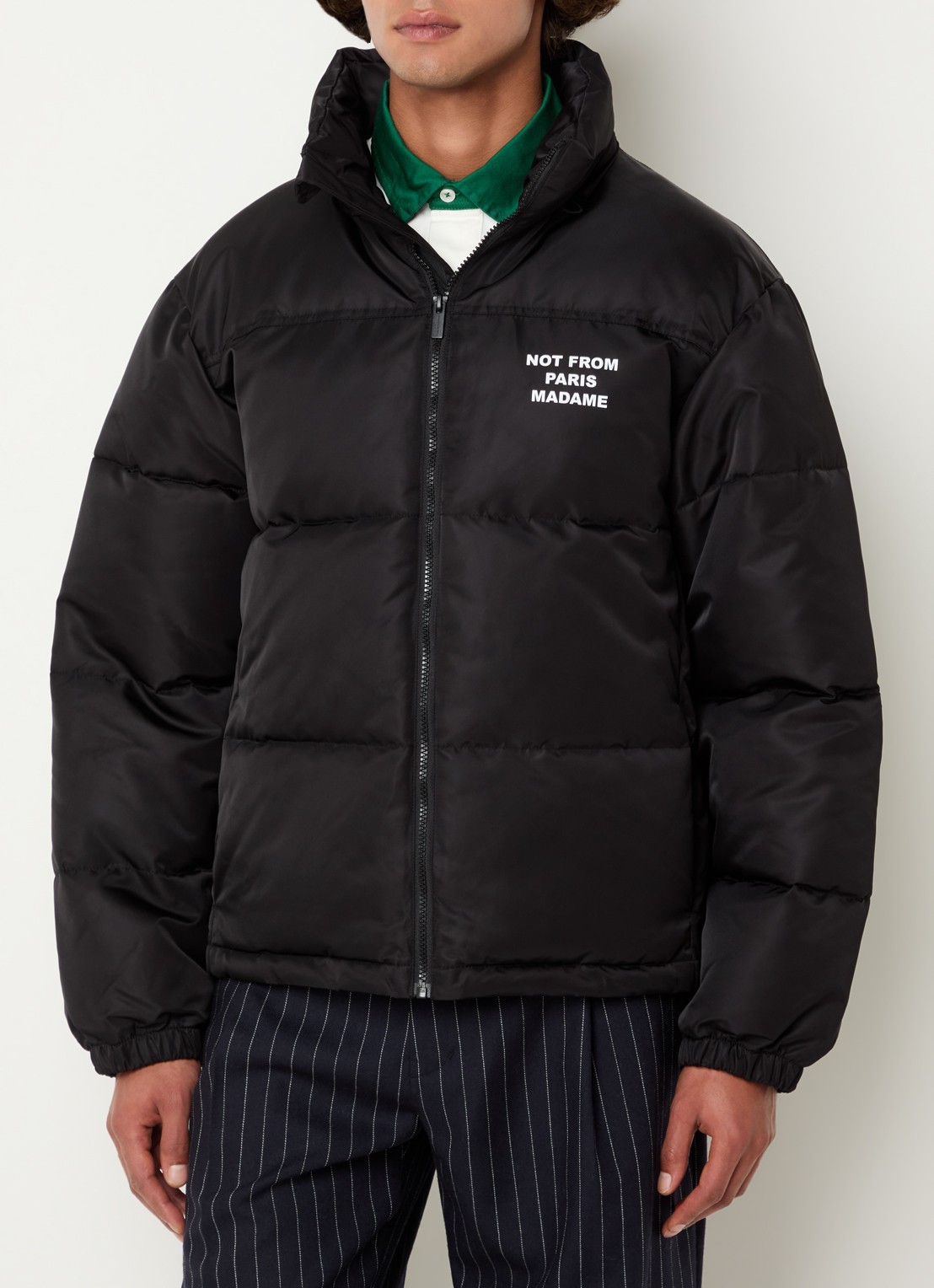Drôle de Monsieur Puffer jack met logo en steekzakken - detail 3 zwart