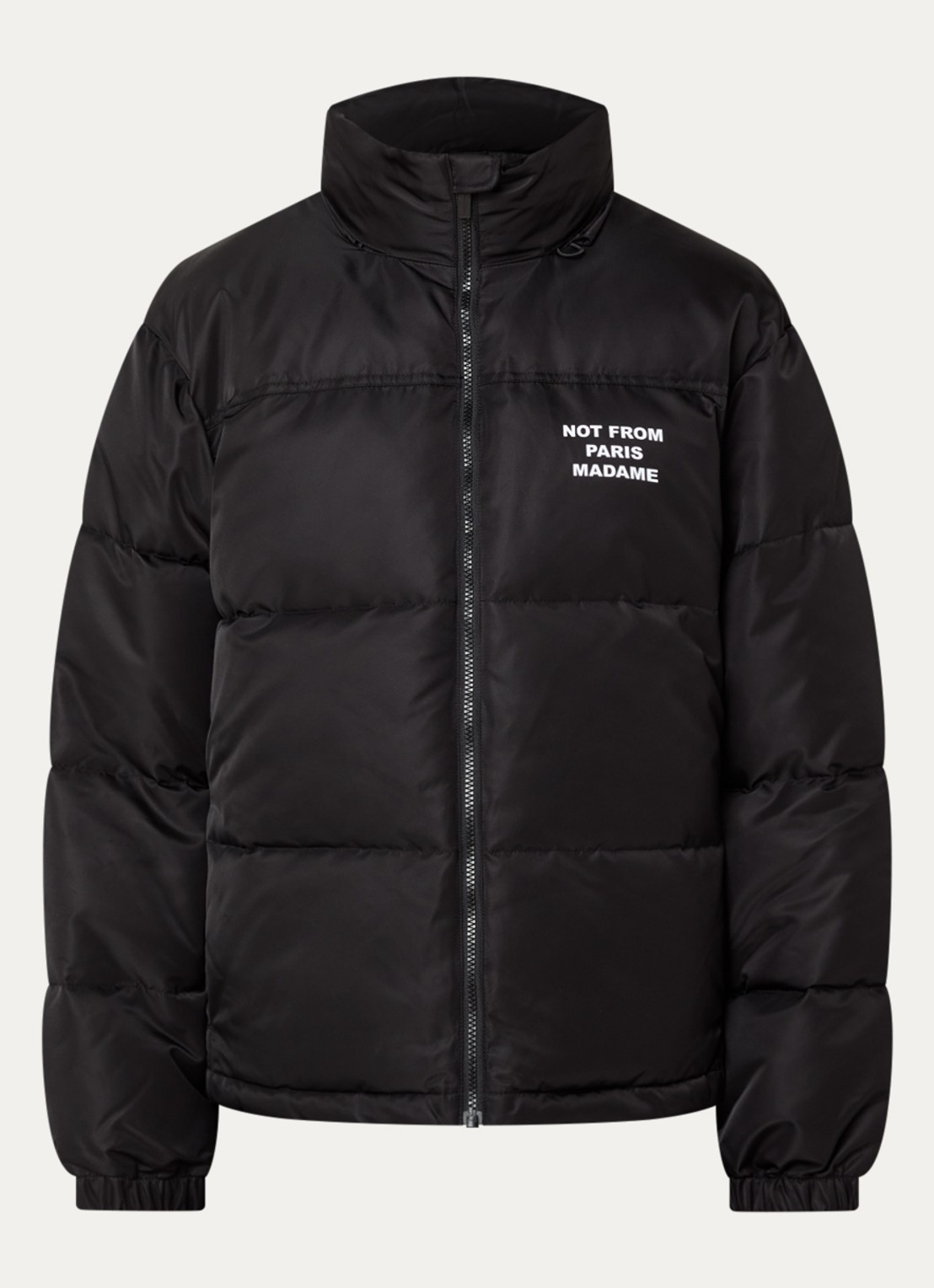 Drôle de Monsieur Puffer jack met logo en steekzakken - voorkant zwart