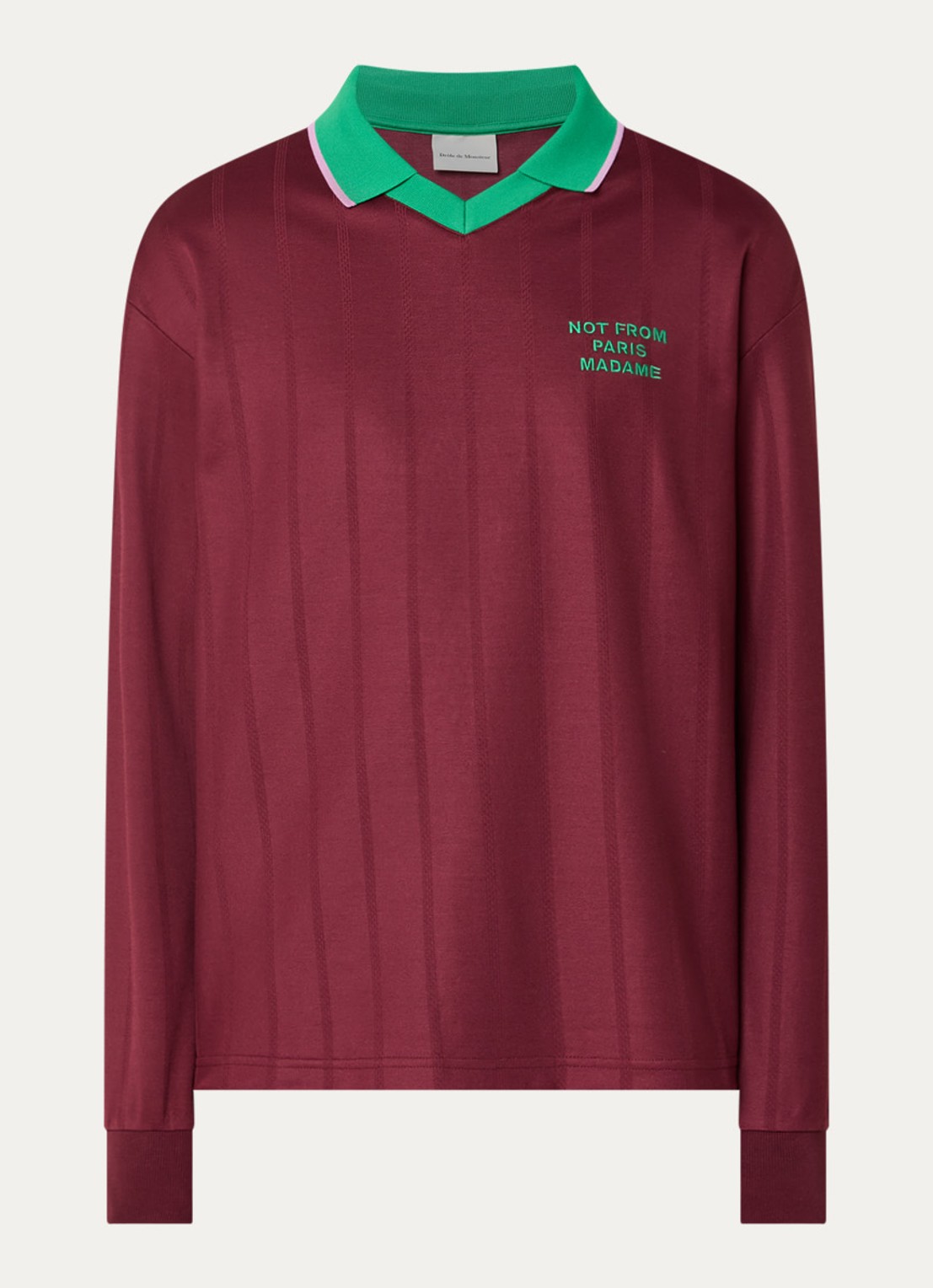 Drôle de Monsieur Regular fit polo met front- en backprint - voorkant 2 bordeauxrood