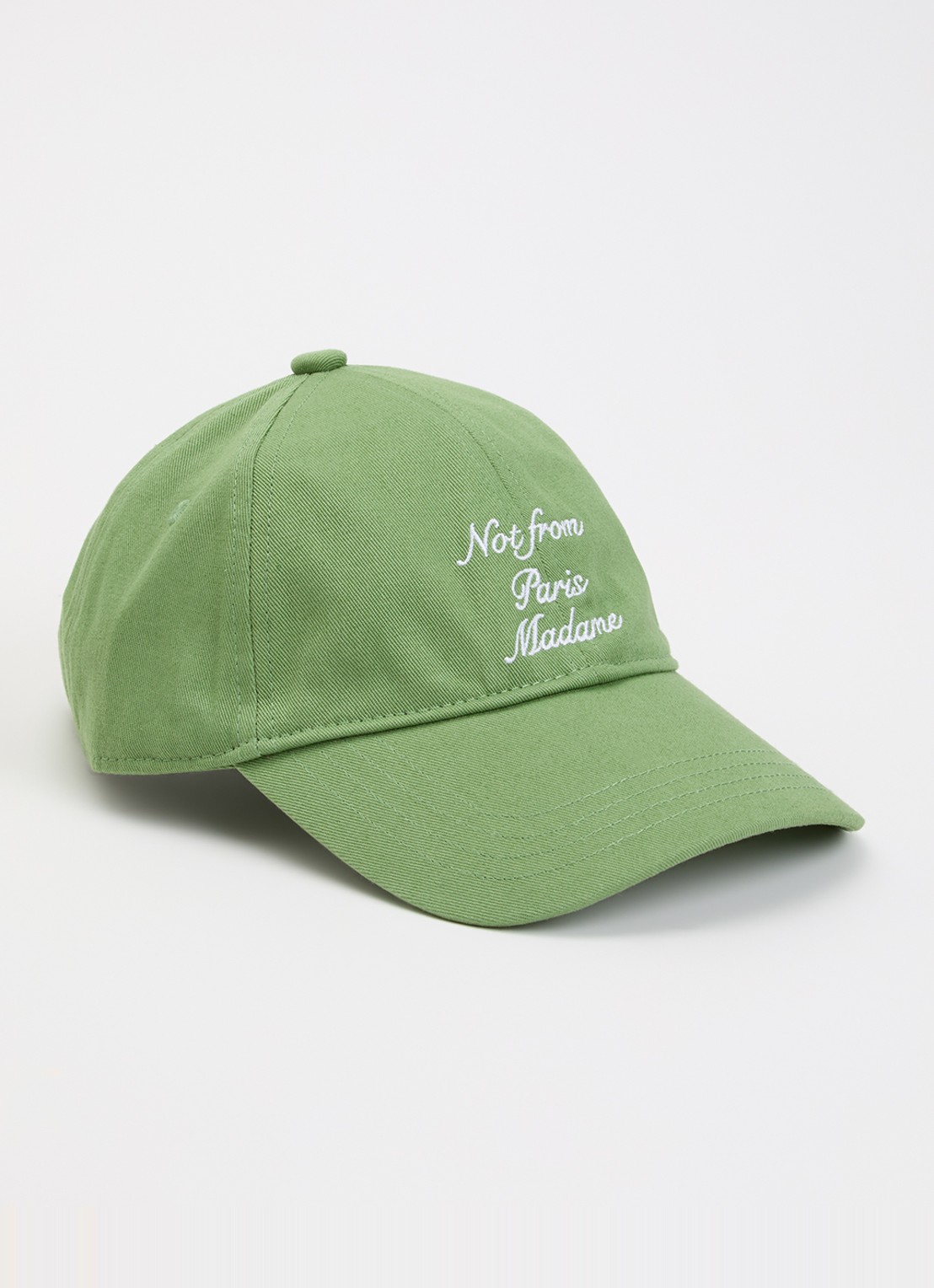 Drôle de Monsieur Slogan Calligraphy pet met borduring - voorkant groen