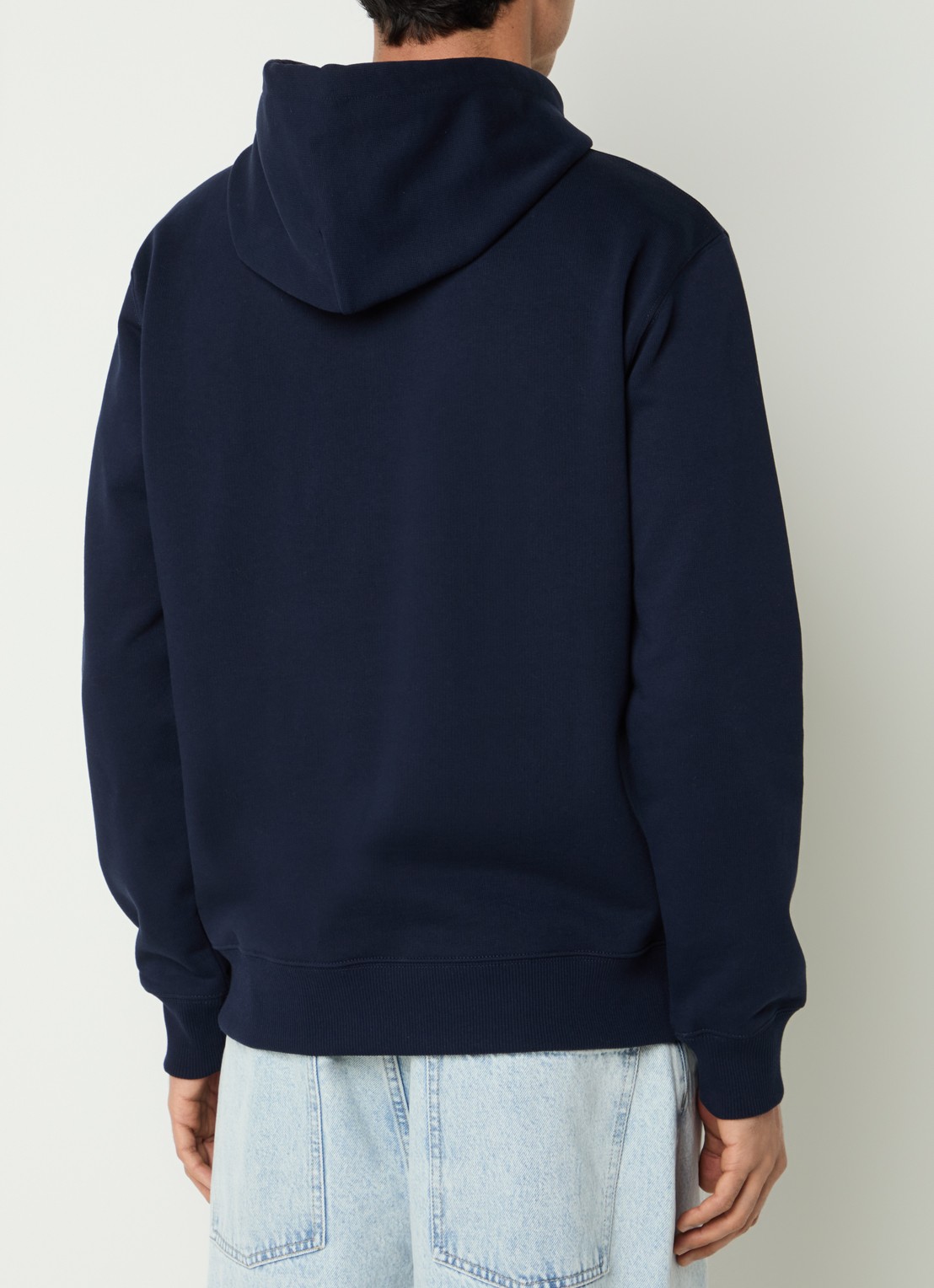 Drôle de Monsieur Slogan Classique hoodie met logo - achterkant 5 donkerblauw
