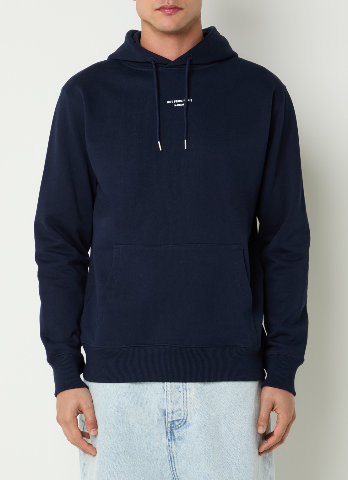 Drôle de Monsieur Slogan Classique hoodie met logo - detail 3 donkerblauw
