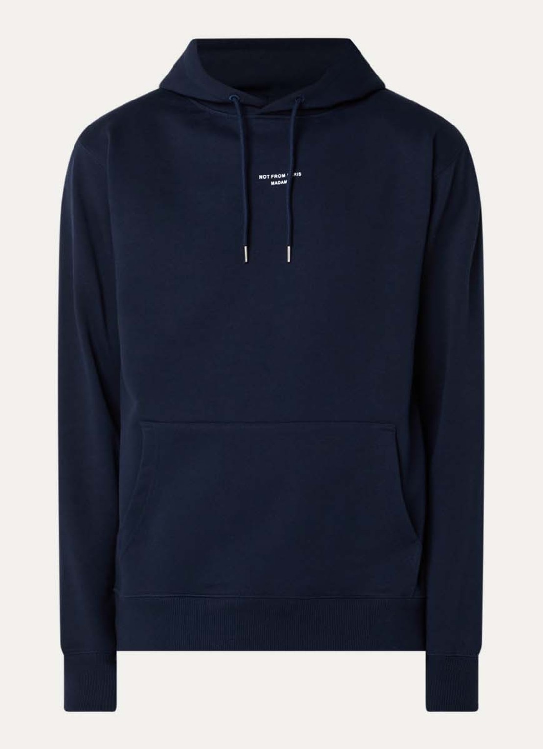 Drôle de Monsieur Slogan Classique hoodie met logo - voorkant donkerblauw