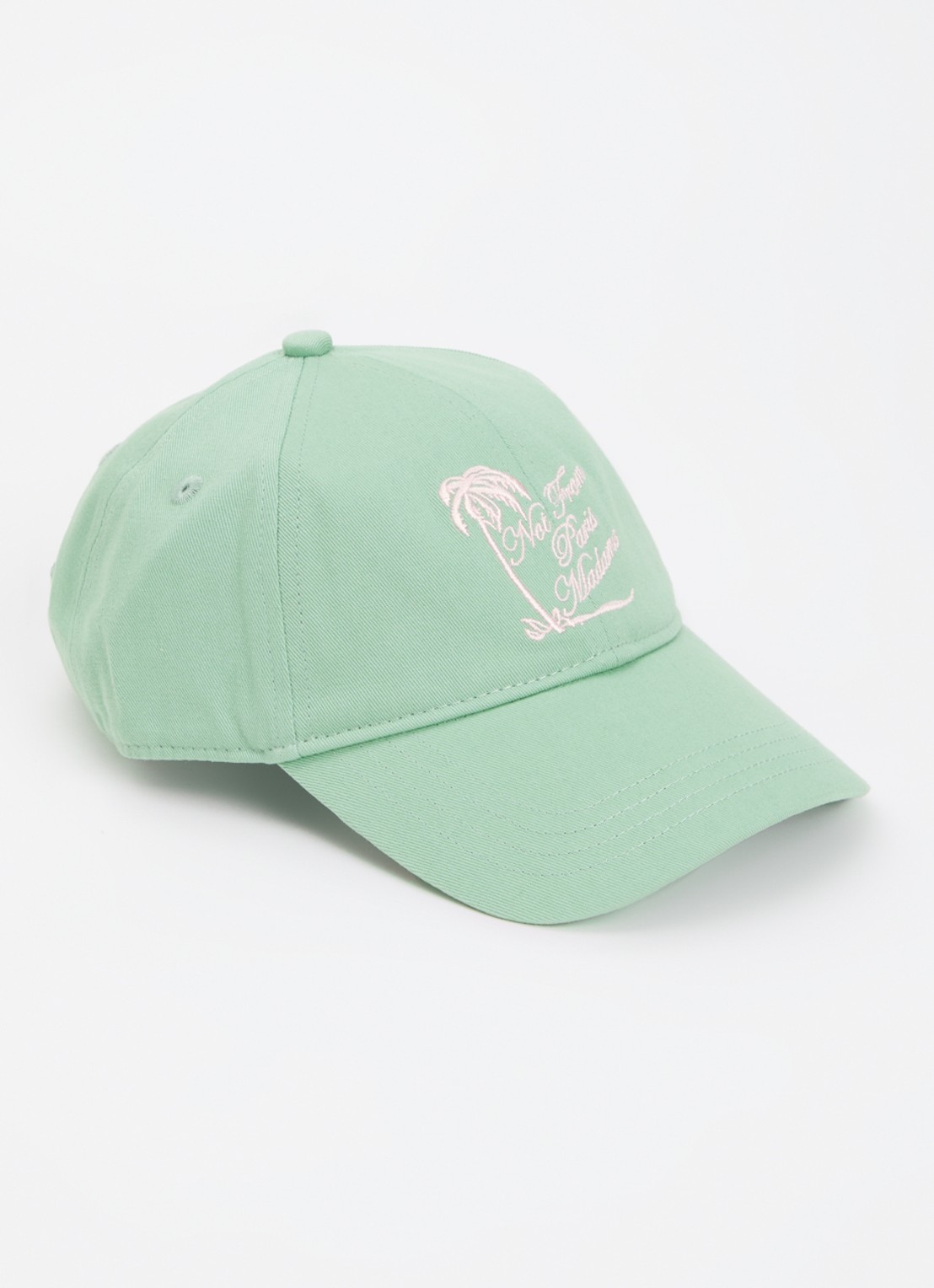 Drôle de Monsieur Slogan Palmiers pet met borduring - voorkant 2 groen