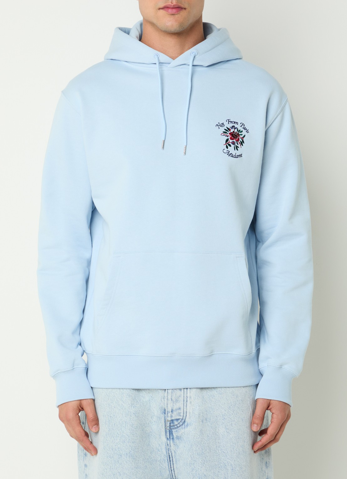 Drôle de Monsieur Slogan Rose hoodie met logoborduring - achterkant 5 lichtblauw