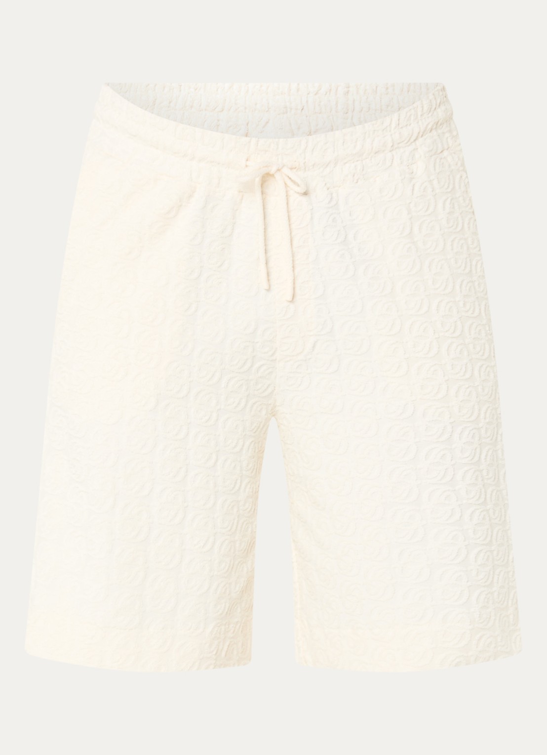 Drôle de Monsieur Straight fit korte broek met structuur en steekzakken - voorkant 3 gebroken wit