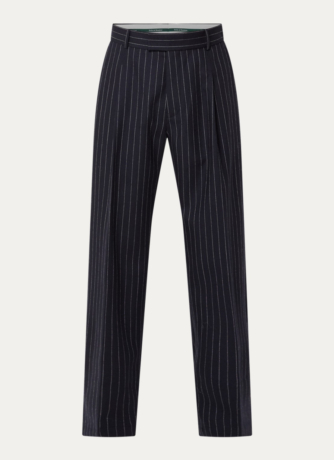 Drôle de Monsieur Straight fit pantalon met krijtstreep en steekzakken - voorkant 2 donkerblauw