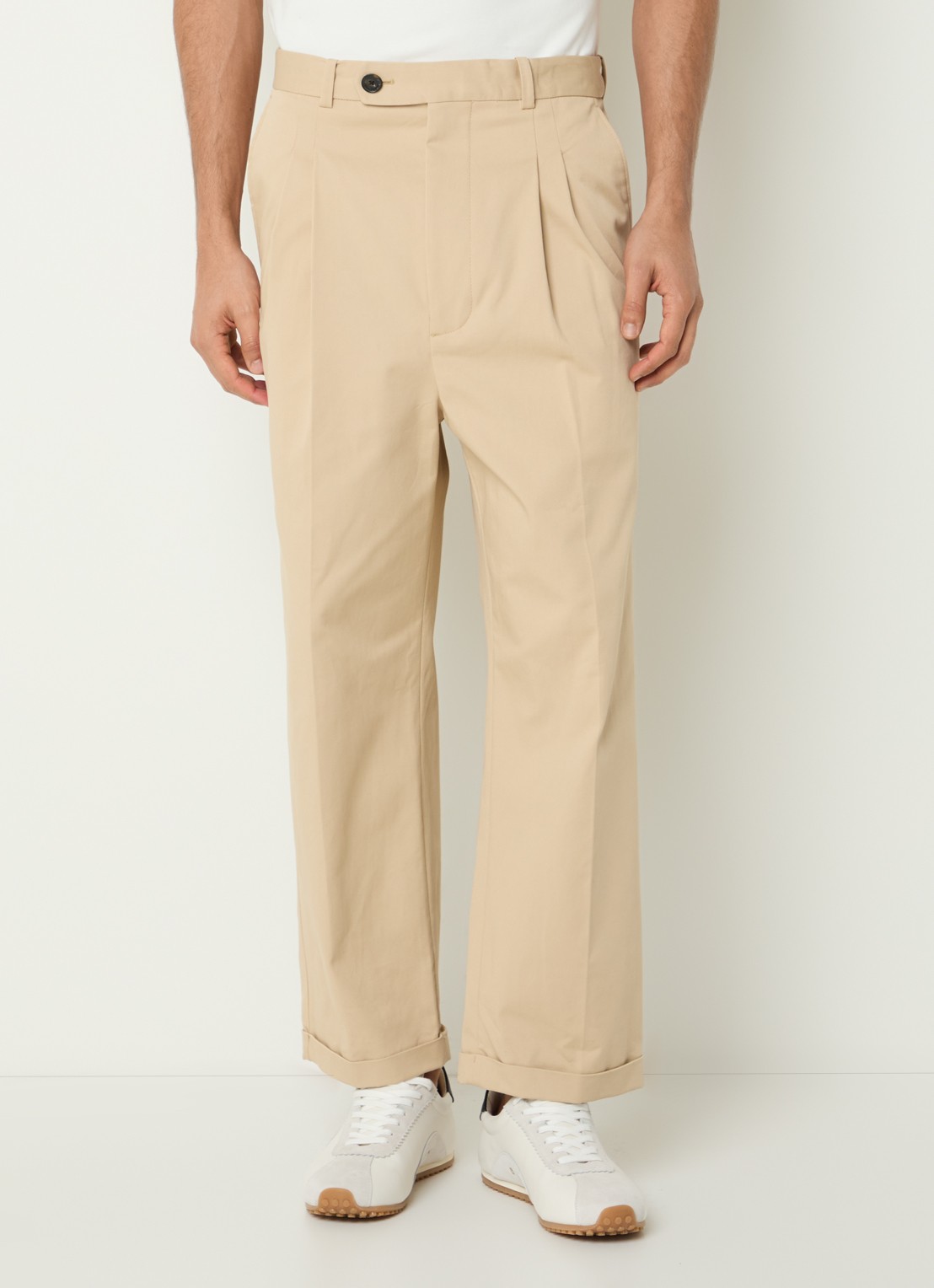 Drôle de Monsieur Straight fit pantalon met steekzakken - detail beige