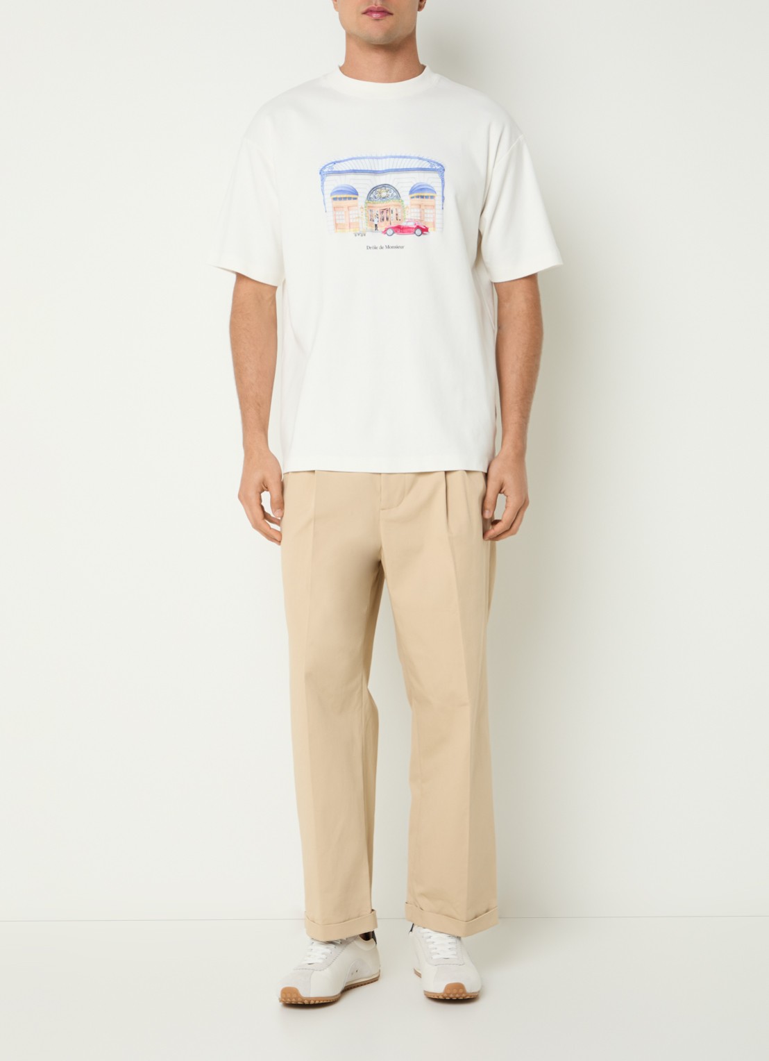 Drôle de Monsieur Straight fit pantalon met steekzakken - voorkant 5 beige