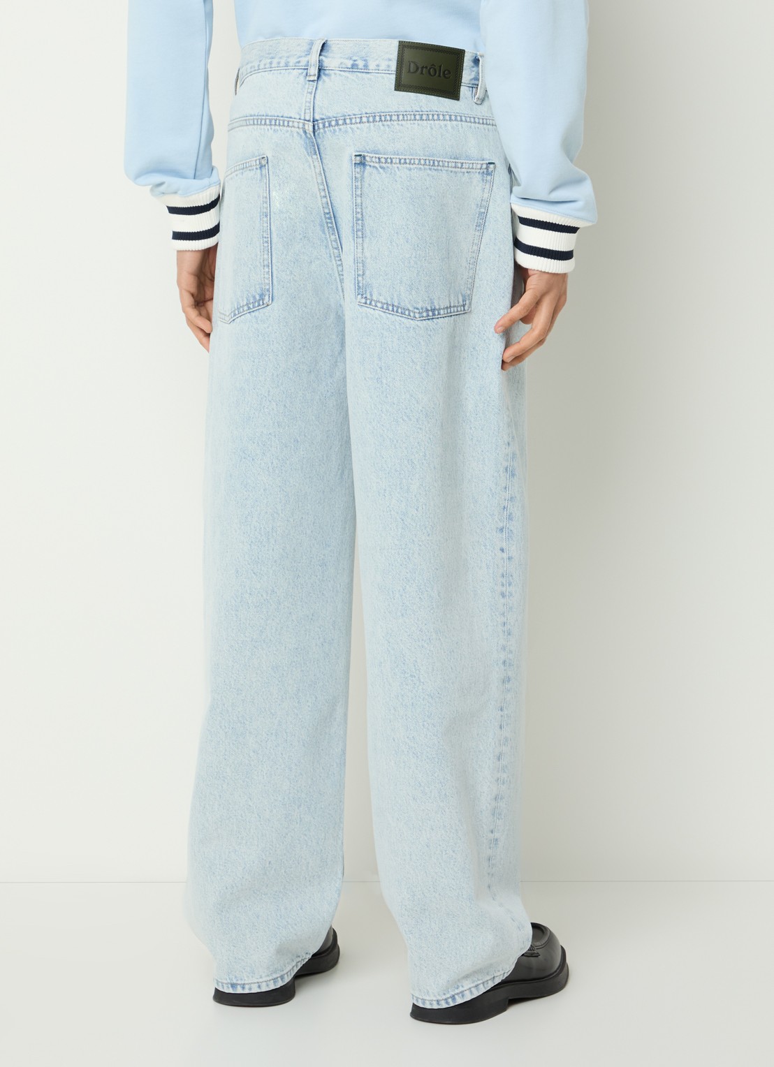 Drôle de Monsieur Straight leg jeans met lichte wassing - achterkant indigo