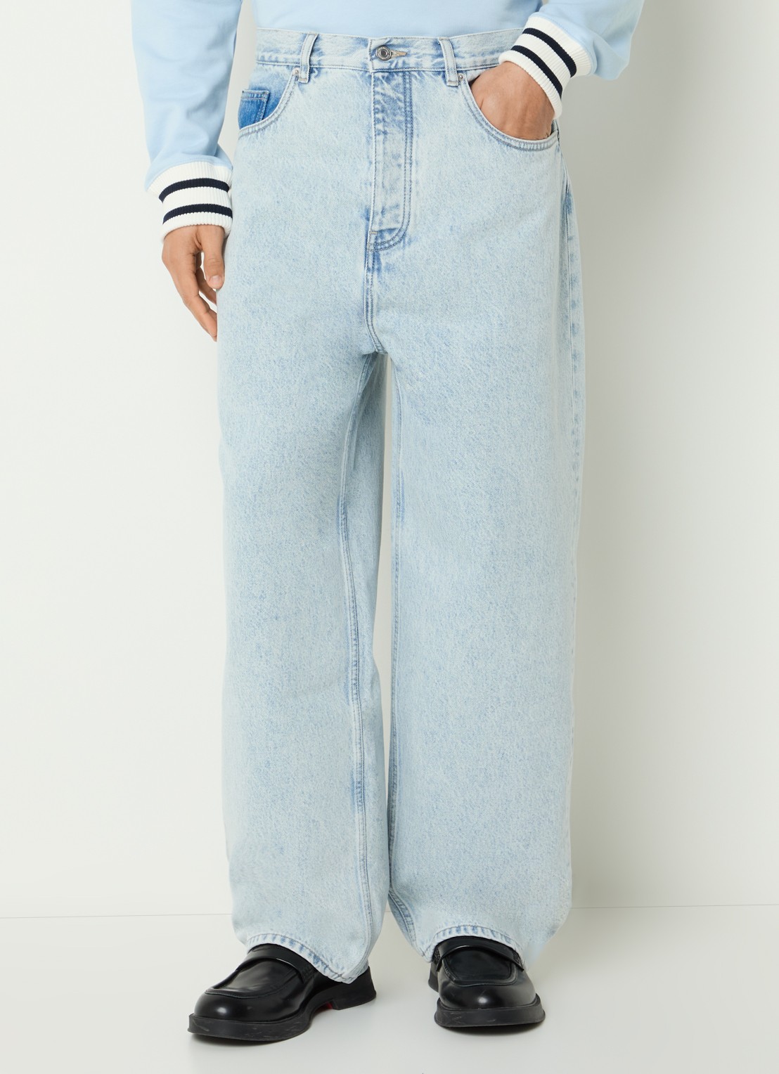 Drôle de Monsieur Straight leg jeans met lichte wassing - detail 4 indigo
