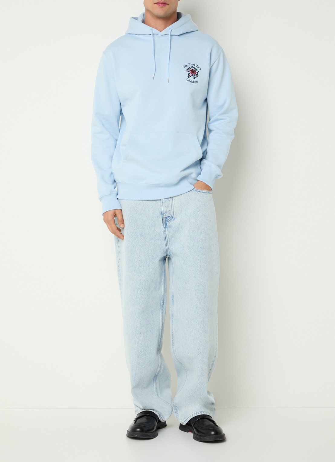 Drôle de Monsieur Straight leg jeans met lichte wassing - voorkant 3 indigo