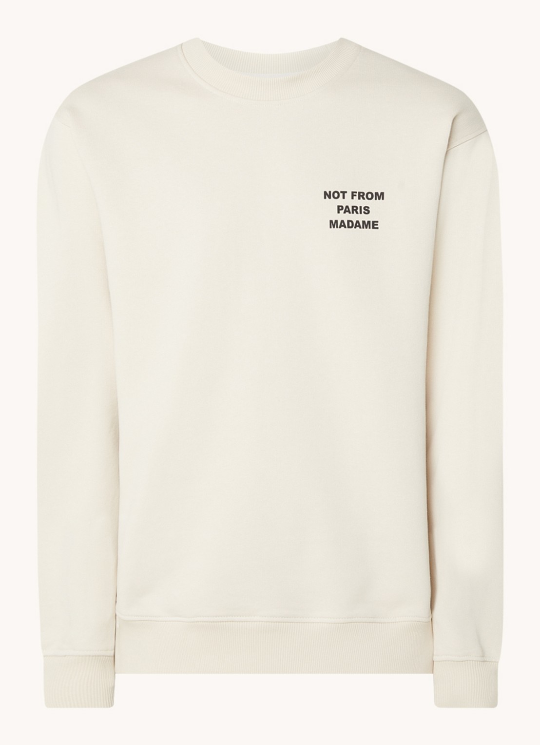 Drôle de Monsieur Sweater met front- en backprint - voorkant beige