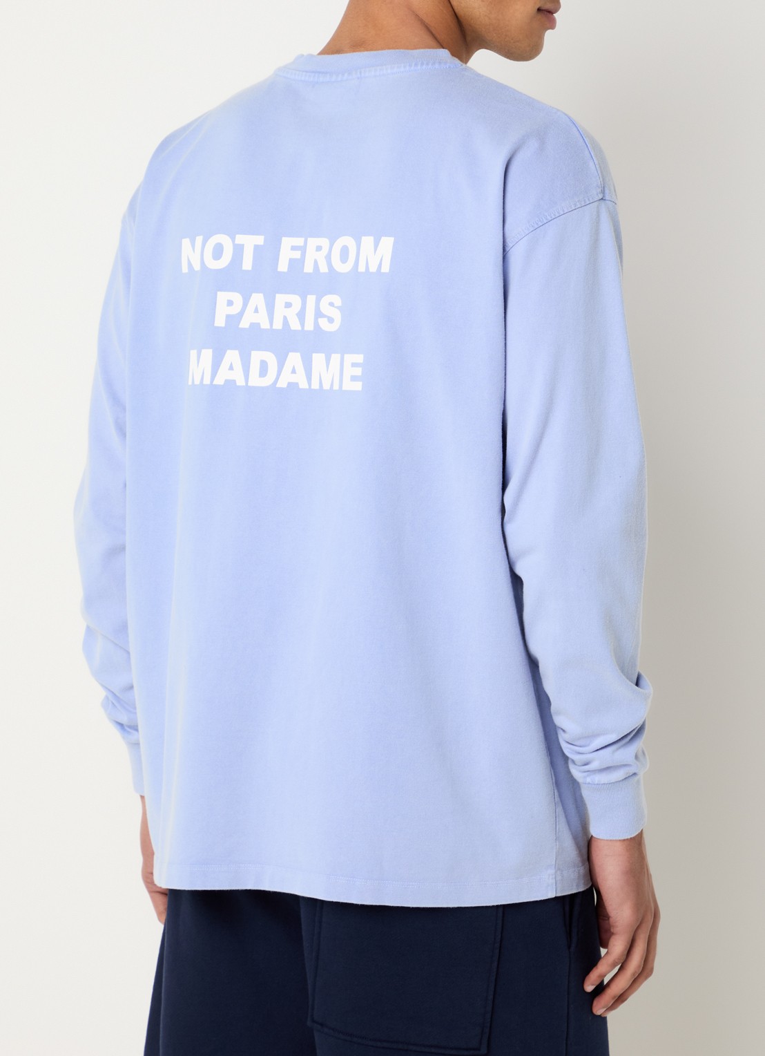 Drôle de Monsieur Sweater met front- en backprint - detail 2 blauwgrijs