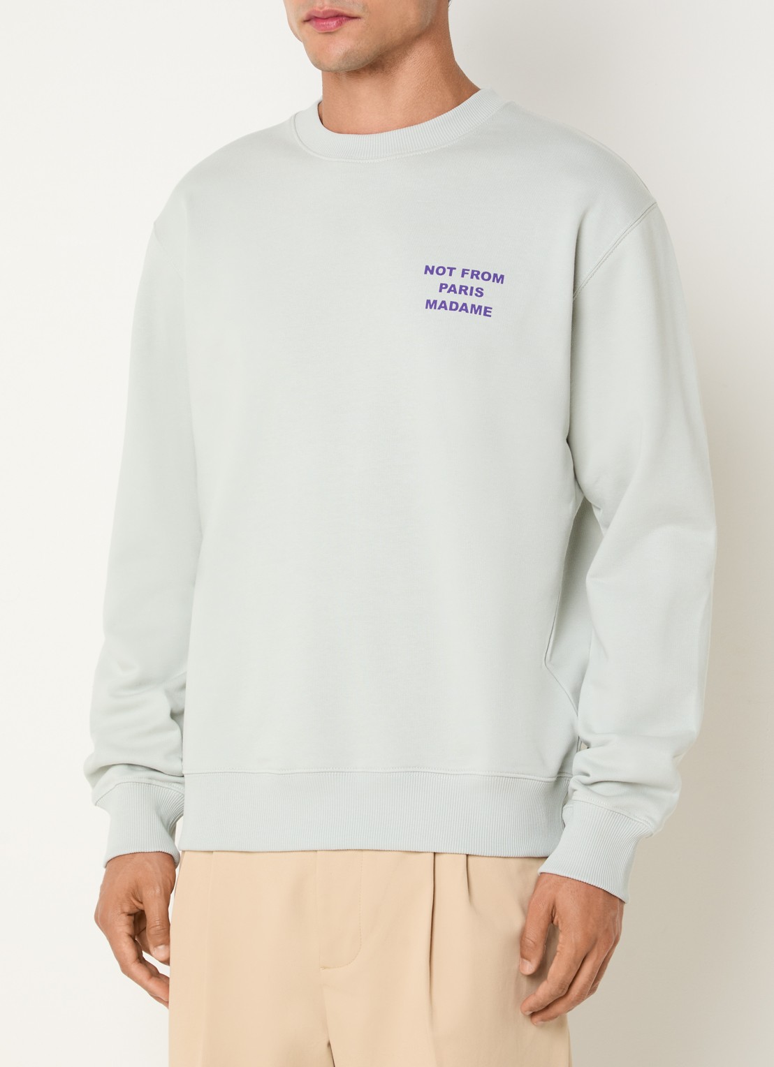 Drôle de Monsieur Sweater met front- en backprint - achterkant 2 lichtgroen