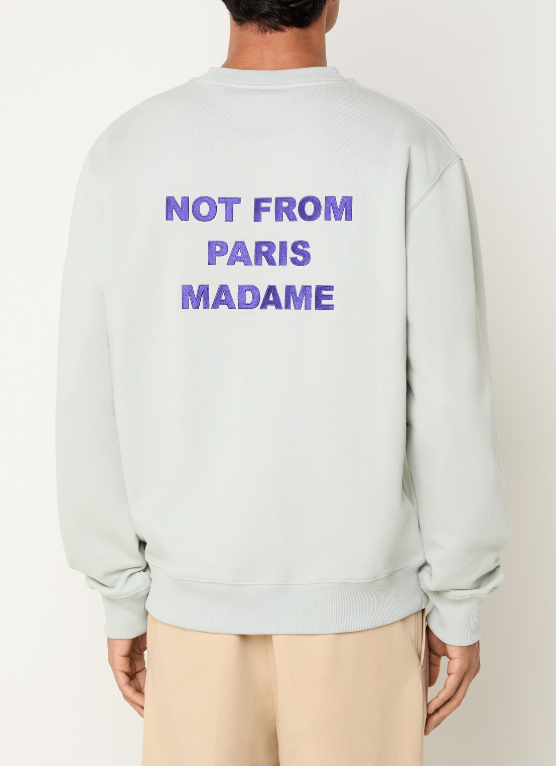 Drôle de Monsieur Sweater met front- en backprint - detail lichtgroen