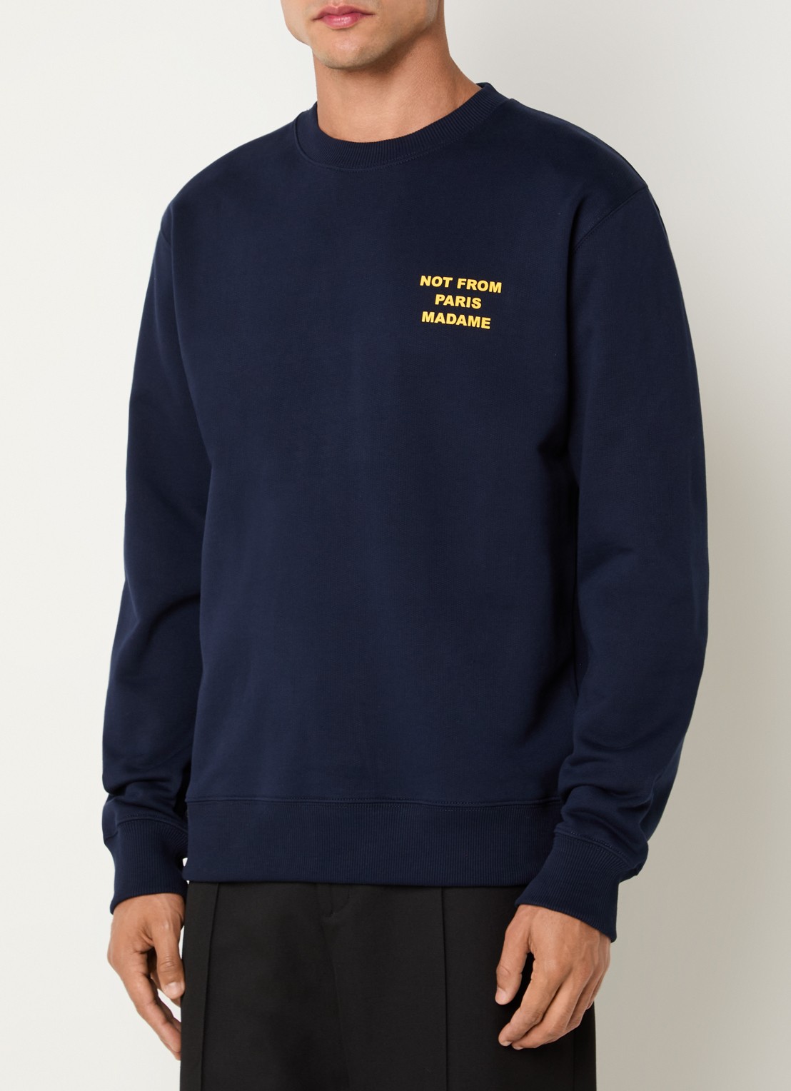 Drôle de Monsieur Sweater met front- en backprint - achterkant 4 donkerblauw