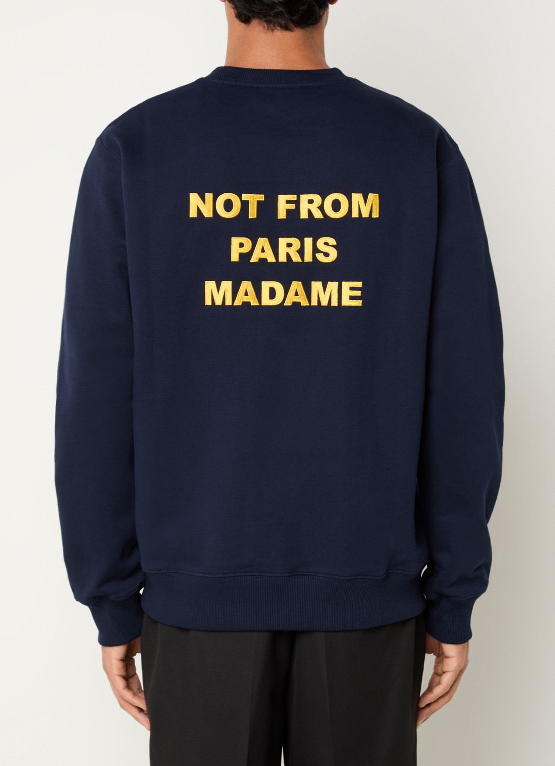 Drôle de Monsieur Sweater met front- en backprint - detail 3 donkerblauw