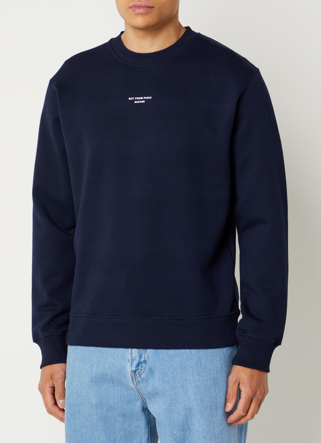 Drôle de Monsieur Sweater met logo - detail 4 donkerblauw