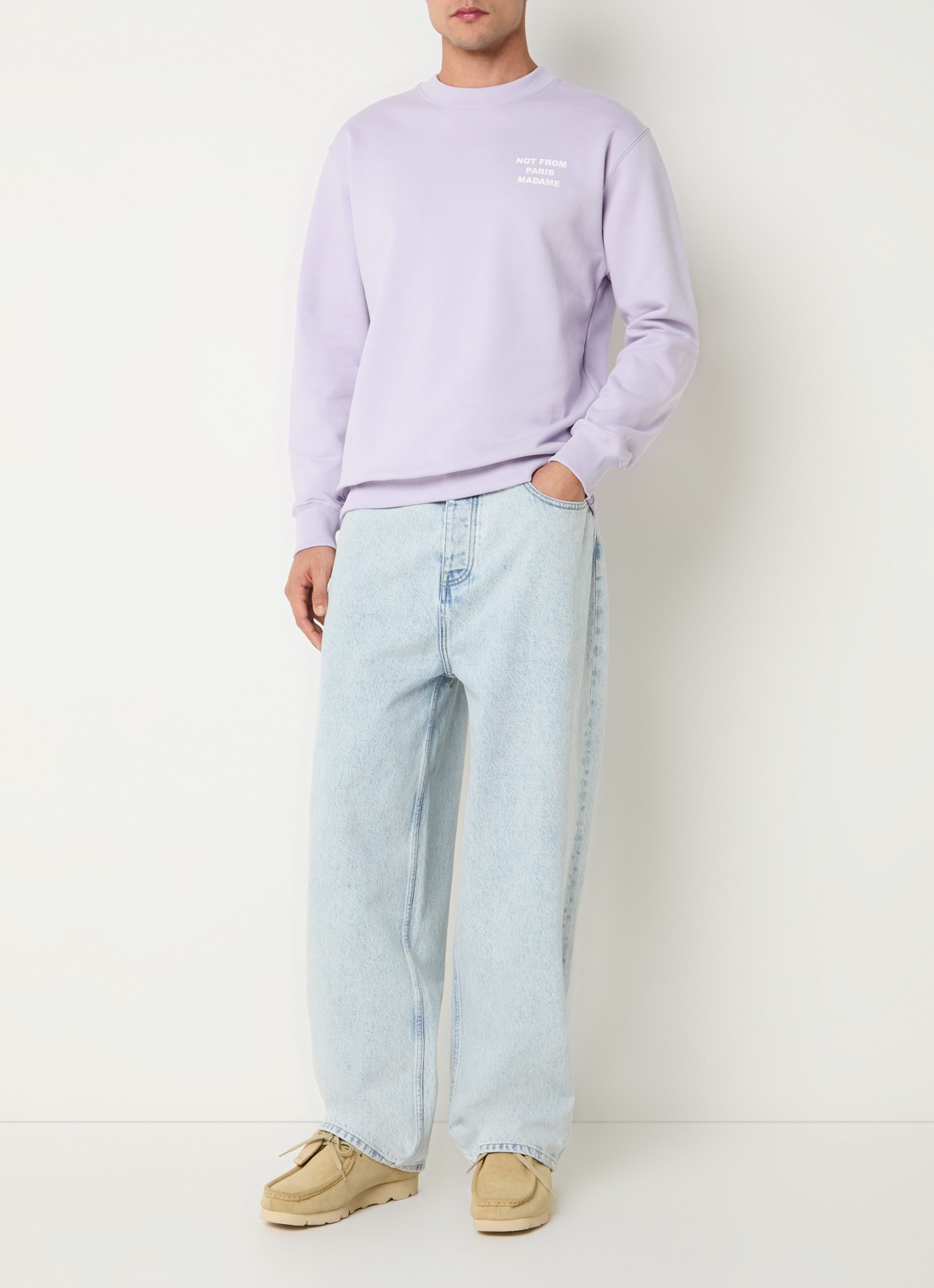 Drôle de Monsieur Sweater met logoprint - voorkant 3 lila