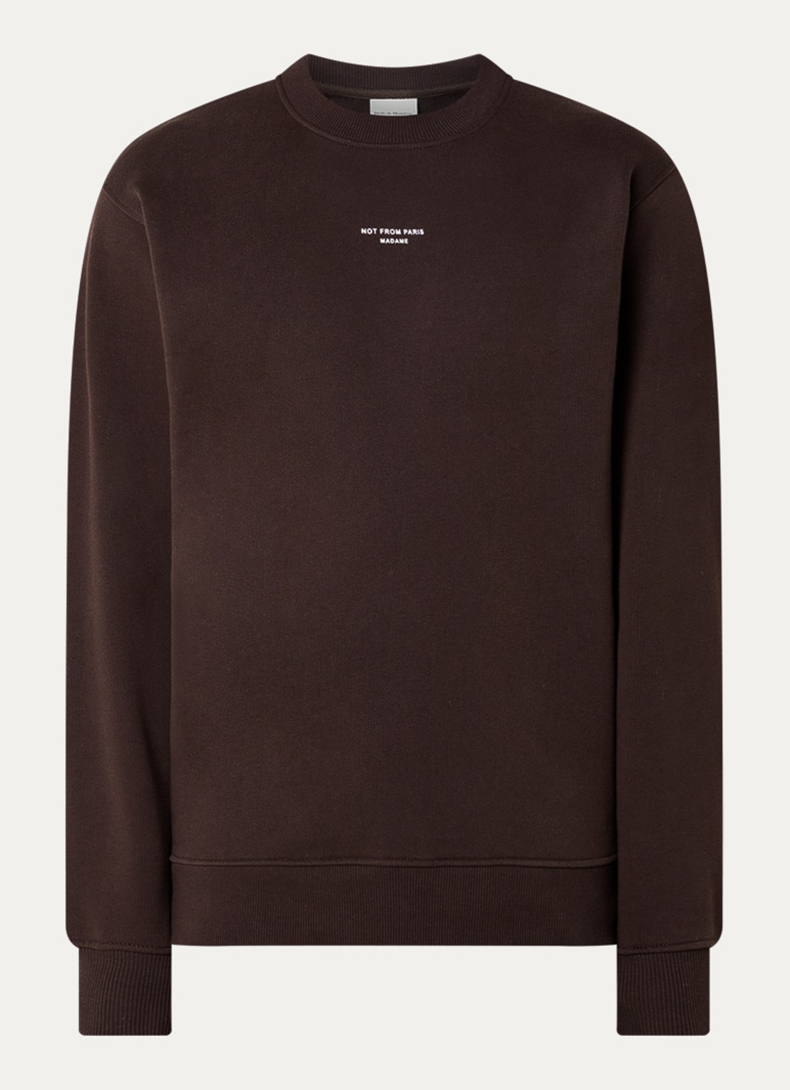 Drôle de Monsieur Sweater met print - voorkant 2 donkerbruin