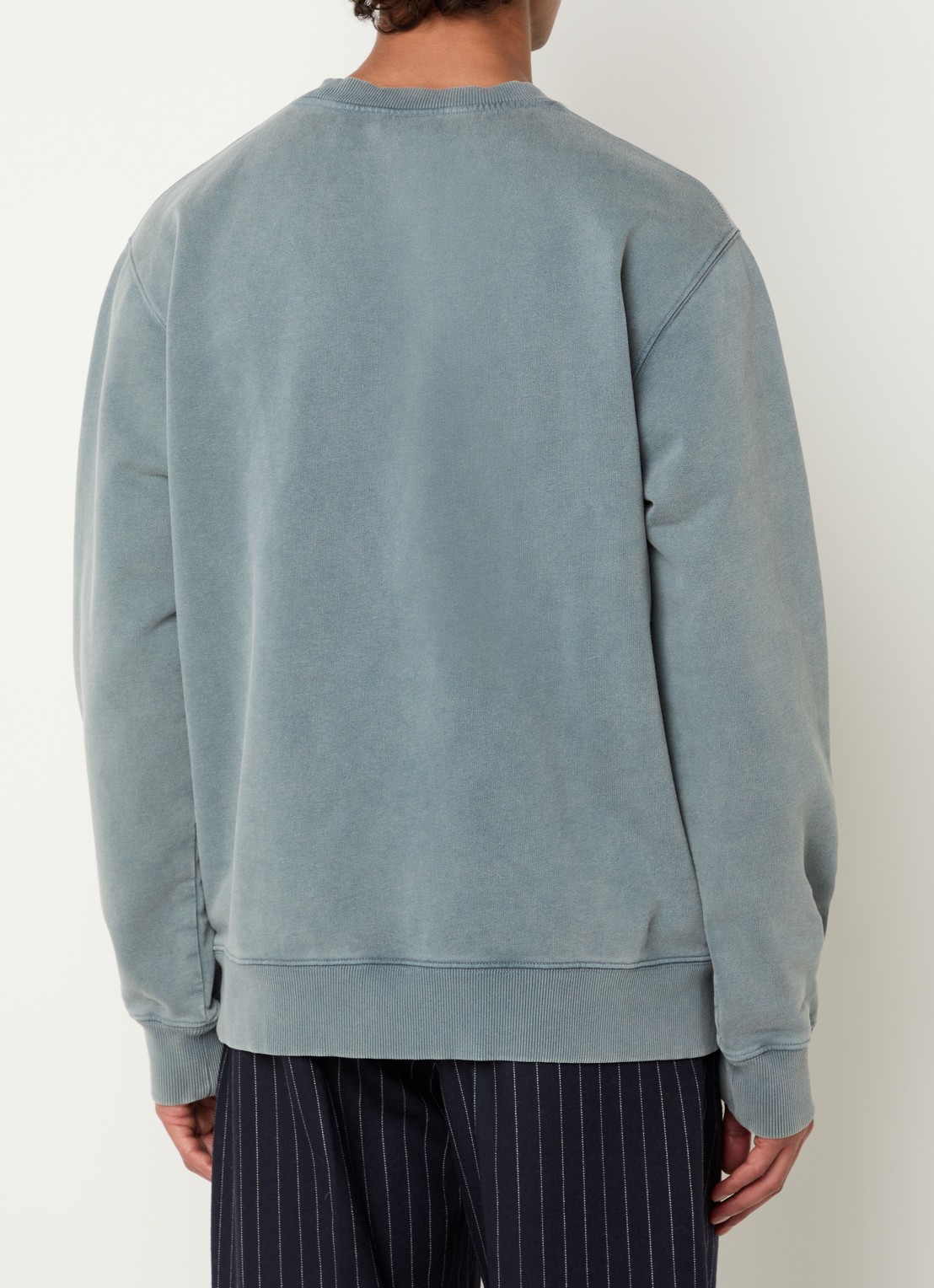 Drôle de Monsieur Sweater met verwassen afwerking en logo - achterkant 4 zeegroen