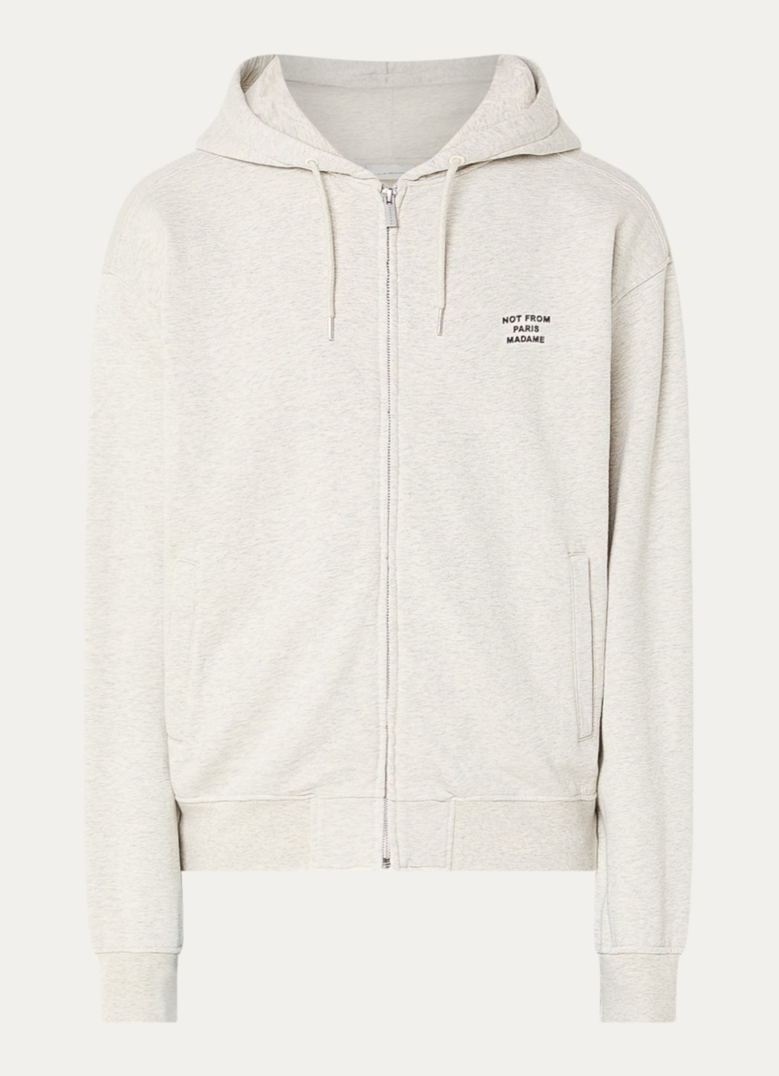 Drôle de Monsieur Sweatvest met logoprint - voorkant gebroken wit