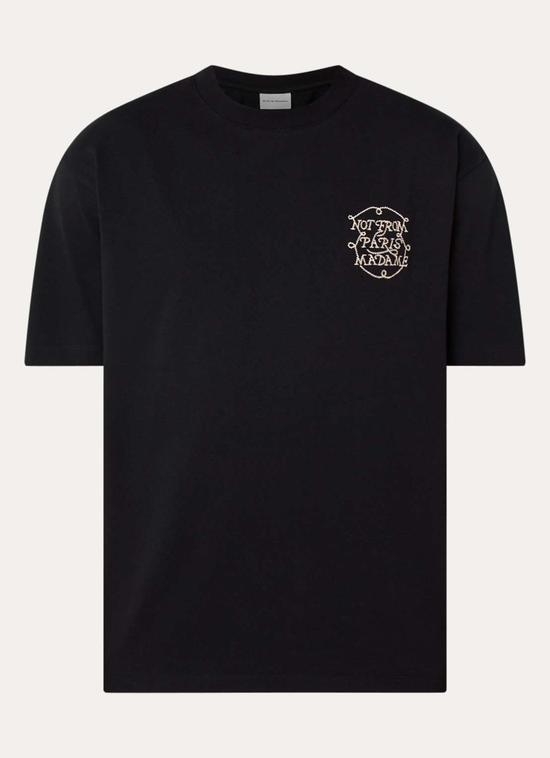 Drôle de Monsieur T-shirt met borduring - voorkant 2 zwart
