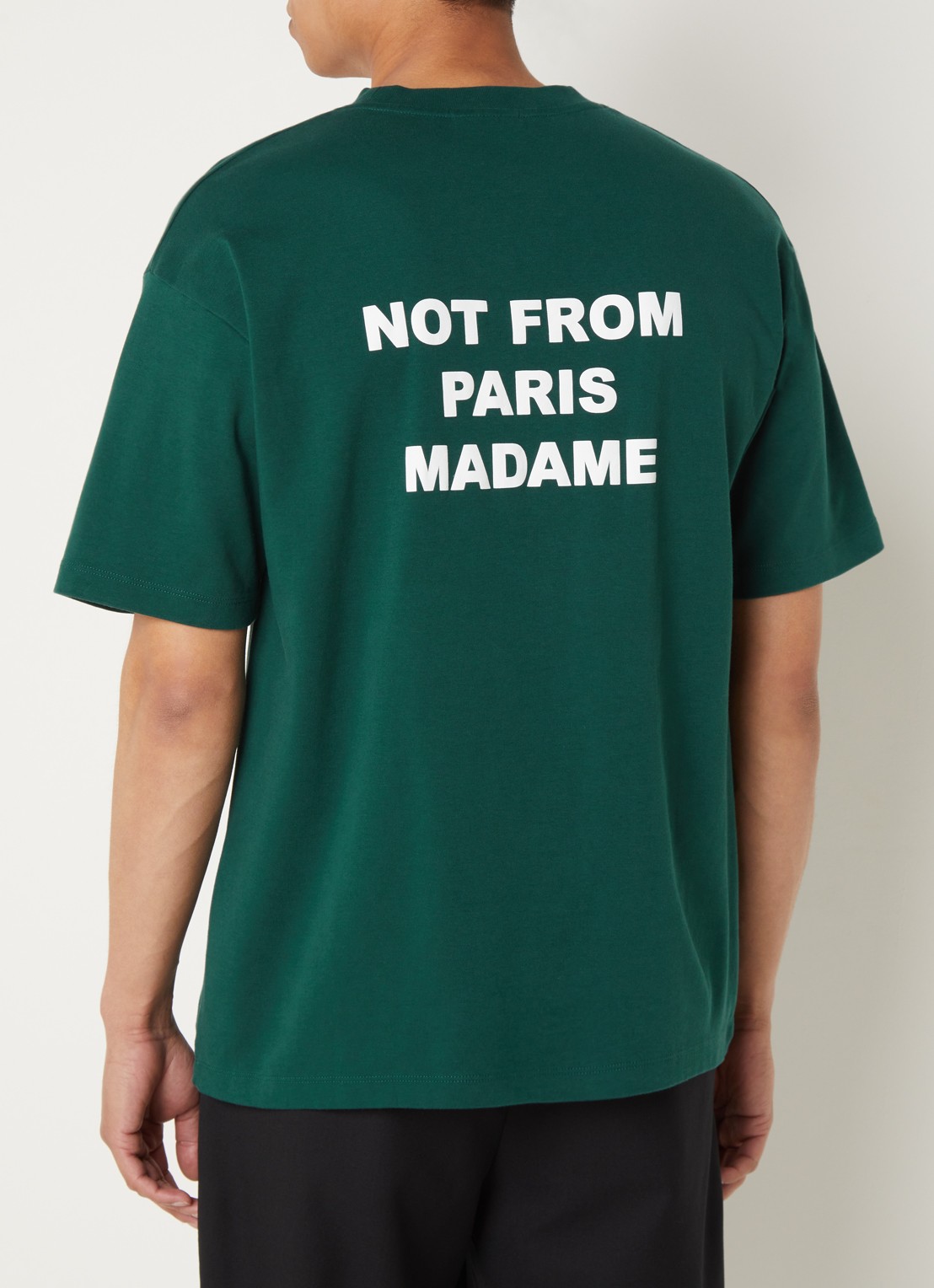 Drôle de Monsieur T-shirt met front- en backprint - detail 4 donkergroen