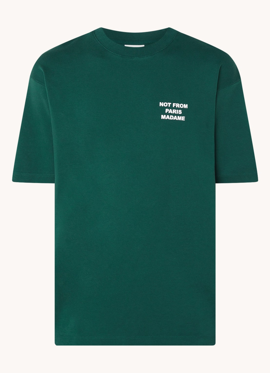 Drôle de Monsieur T-shirt met front- en backprint - voorkant 2 donkergroen