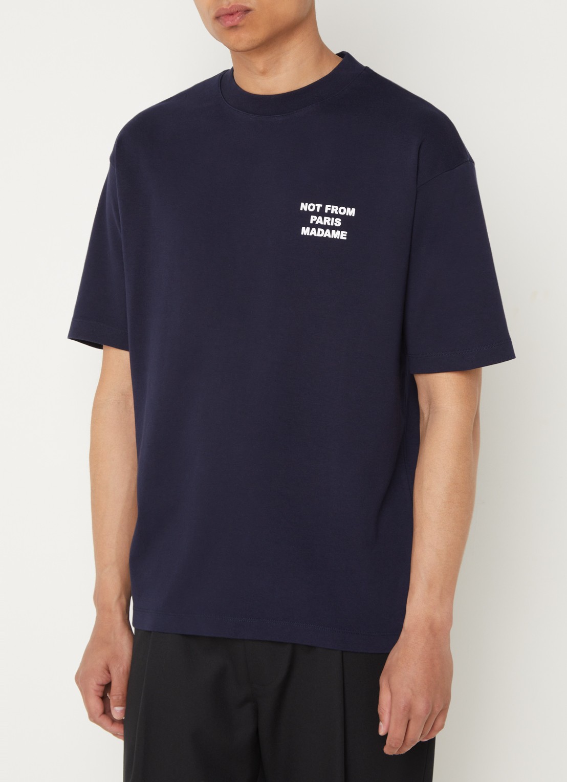Drôle de Monsieur T-shirt met front- en backprint - achterkant 2 donkerblauw