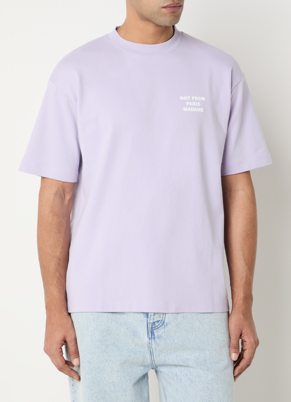 Drôle de Monsieur T-shirt met front- en backprint - achterkant 2 lavendel