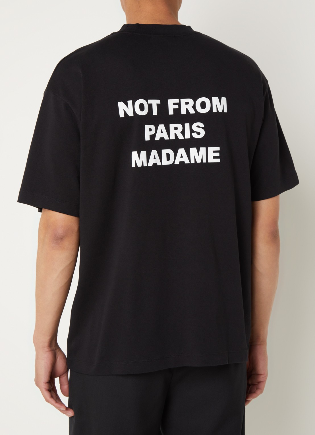 Drôle de Monsieur T-shirt met front- en backprint - detail zwart