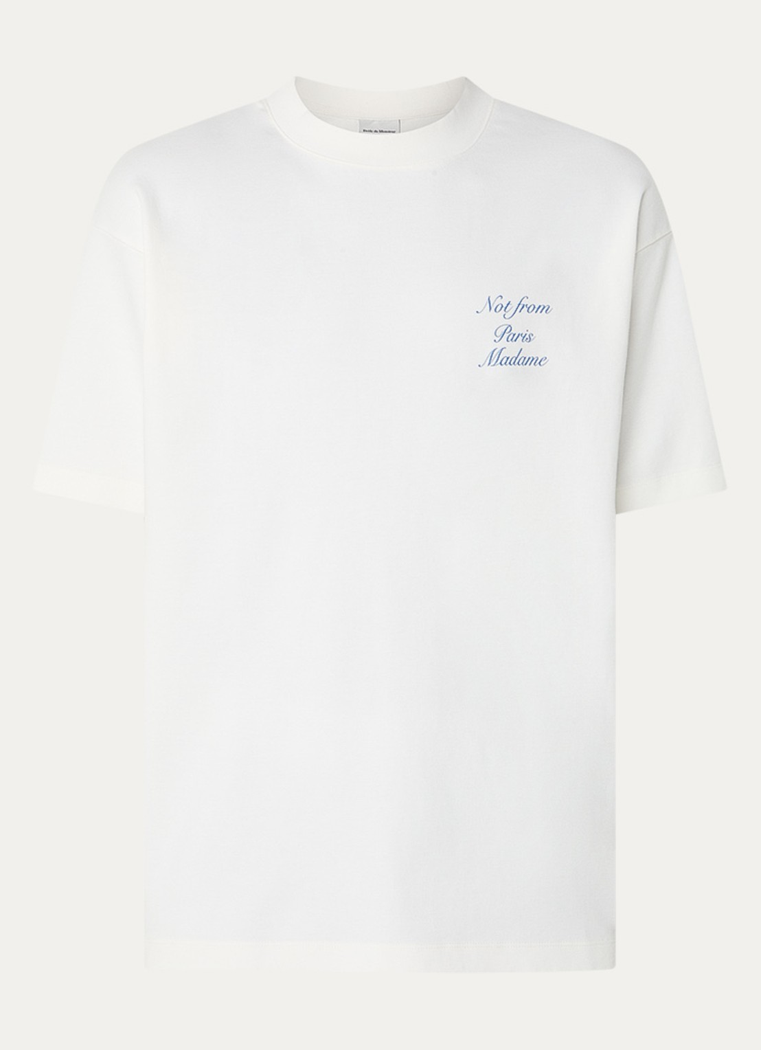 Drôle de Monsieur T-shirt met logo- en backprint - voorkant gebroken wit