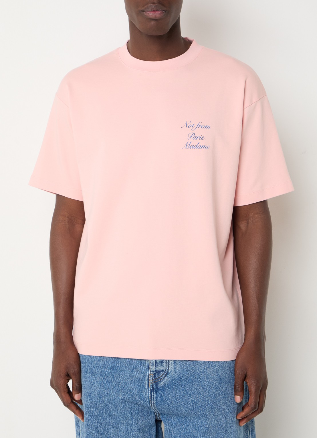 Drôle de Monsieur T-shirt met logo- en backprint - achterkant 2 lichtroze