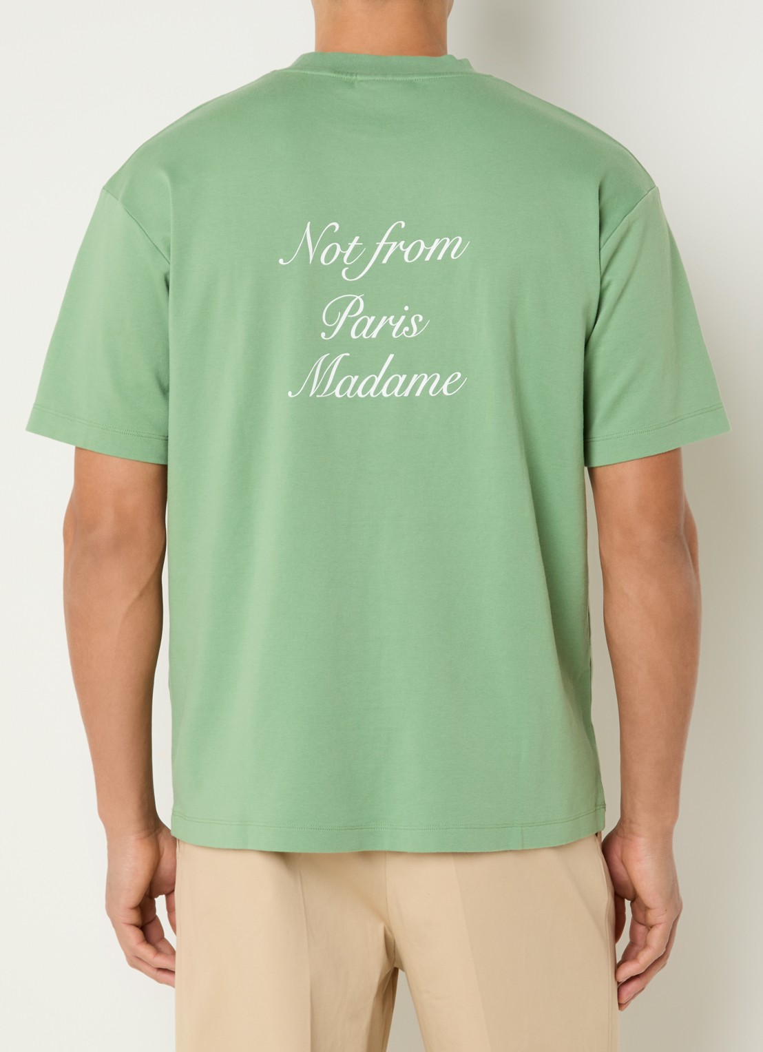 Drôle de Monsieur T-shirt met logo- en backprint - detail 2 lichtgroen