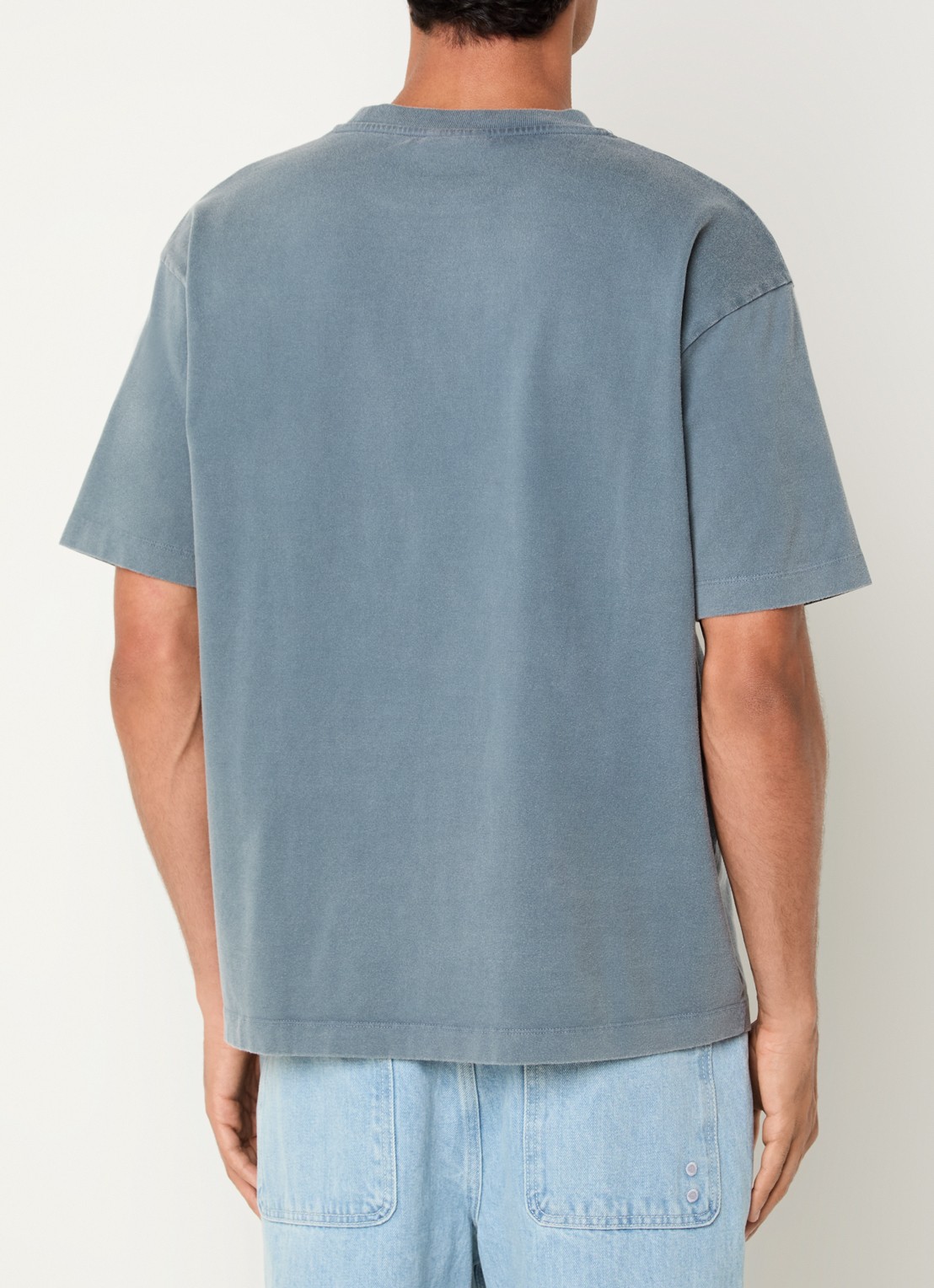 Drôle de Monsieur T-shirt met logo - achterkant 3 staalblauw