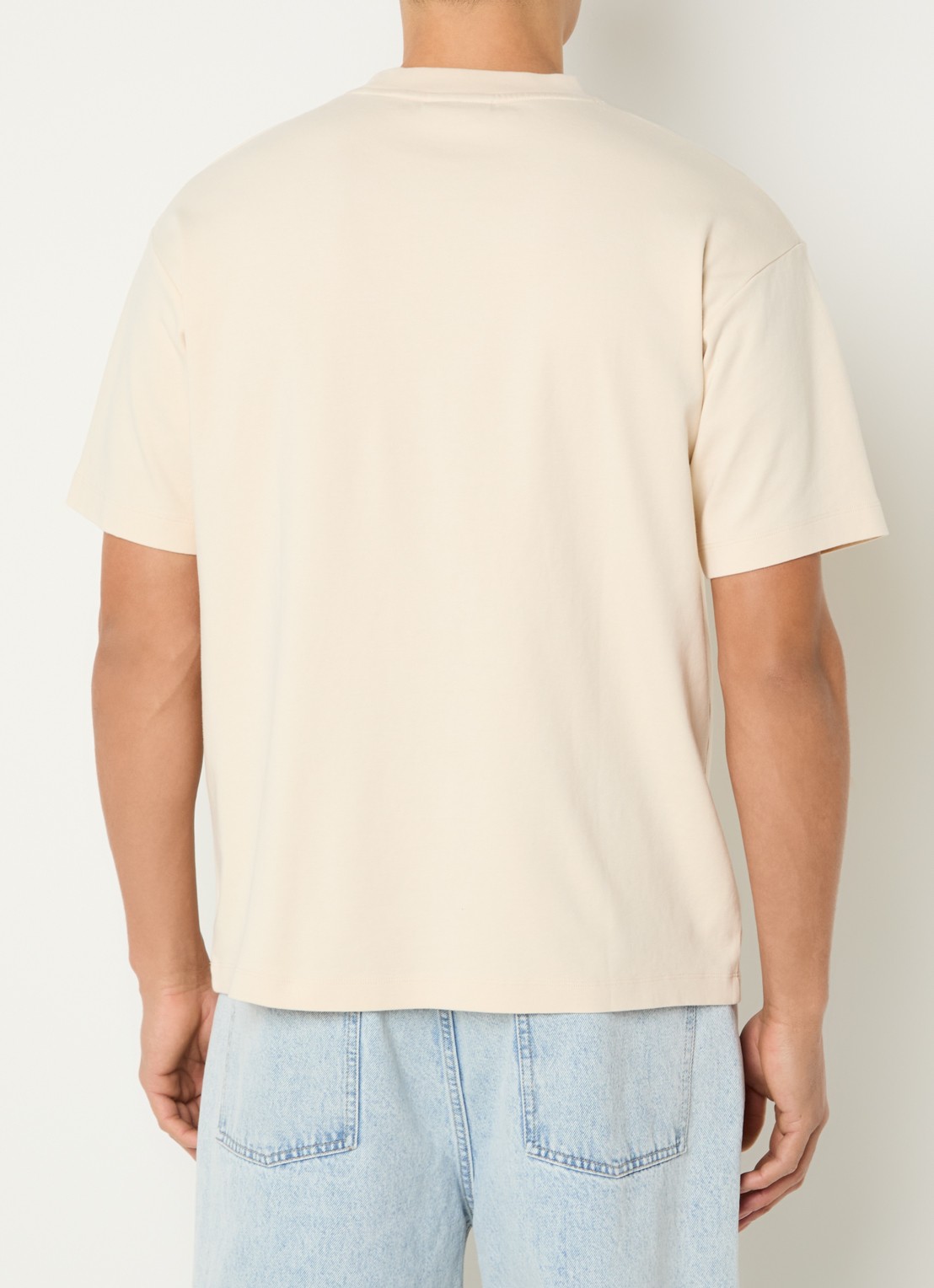 Drôle de Monsieur T-shirt met logoprint - achterkant 3 zand