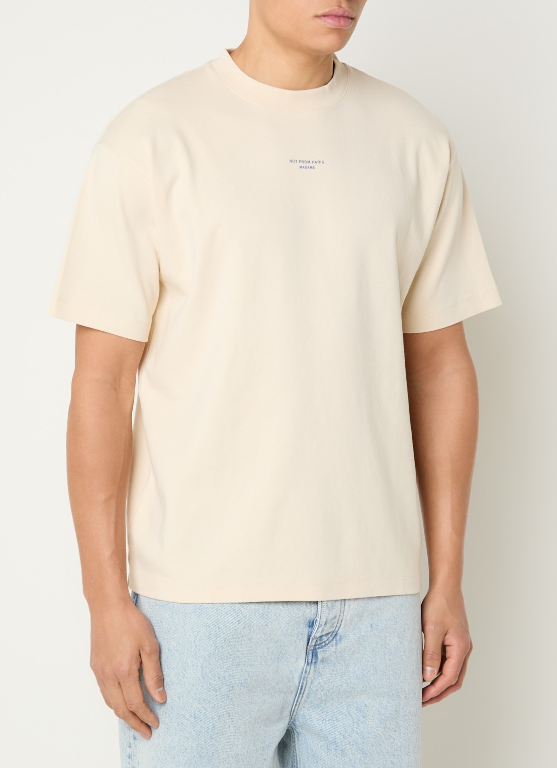 Drôle de Monsieur T-shirt met logoprint - detail 4 zand