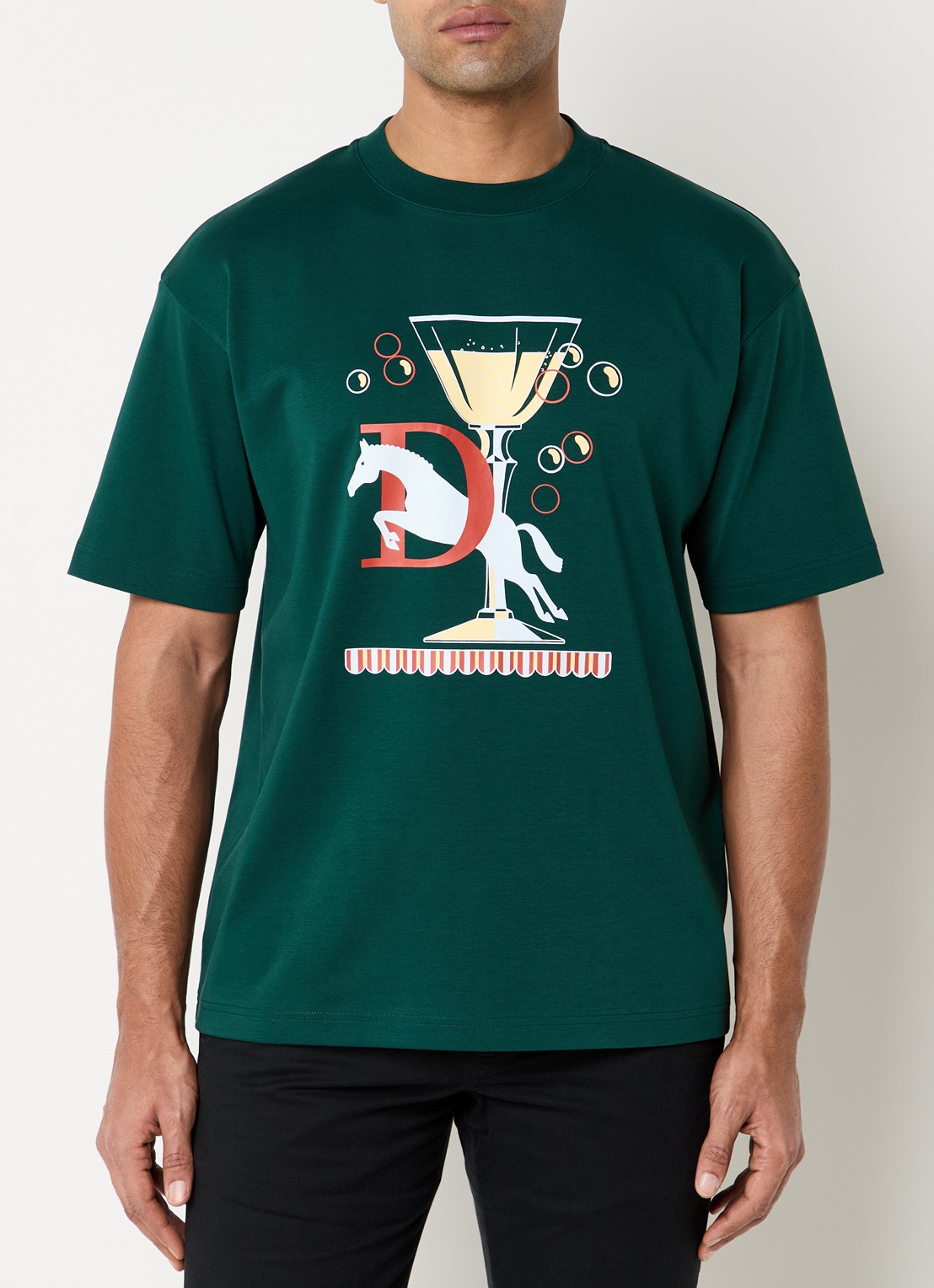 Drôle de Monsieur T-shirt met print - detail donkergroen
