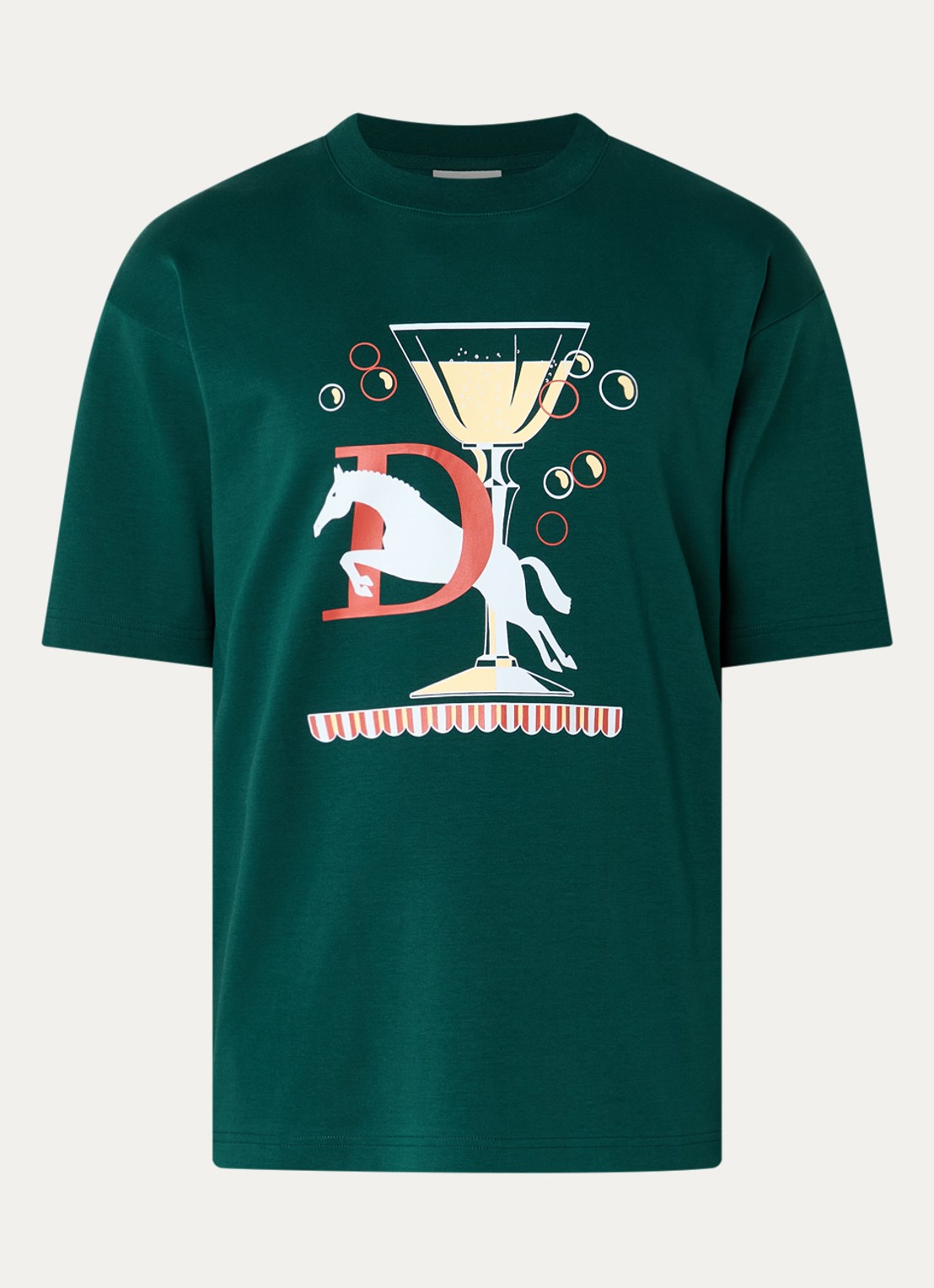 Drôle de Monsieur T-shirt met print - voorkant 2 donkergroen
