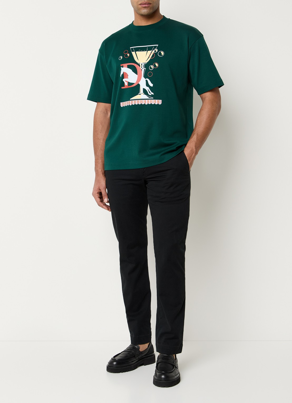 Drôle de Monsieur T-shirt met print - voorkant 3 donkergroen