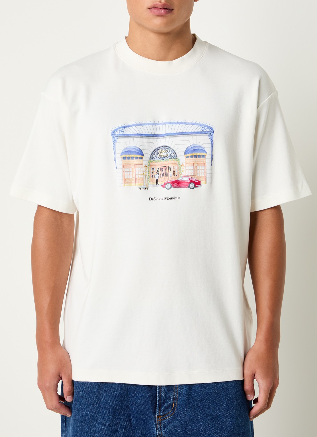 Drôle de Monsieur T-shirt met print - detail gebroken wit