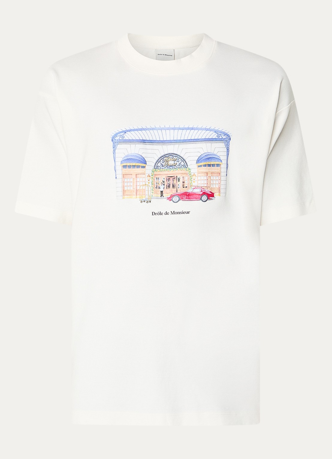 Drôle de Monsieur T-shirt met print - voorkant 2 gebroken wit
