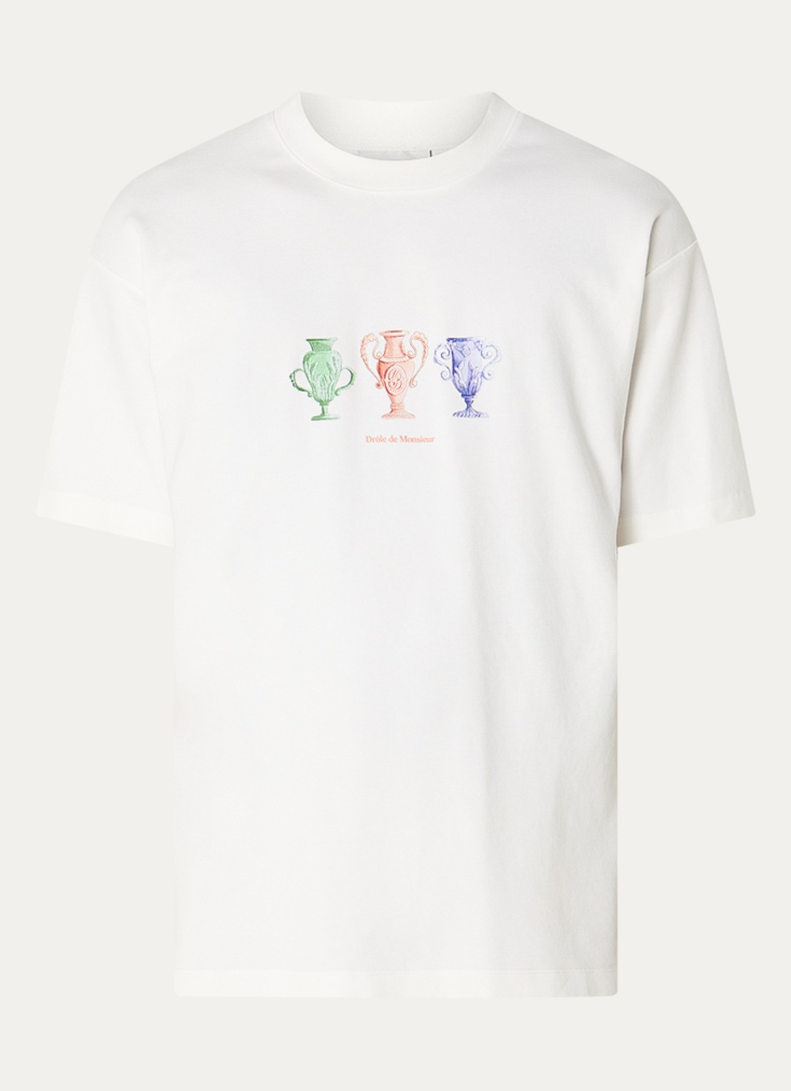 Drôle de Monsieur T-shirt met print - voorkant 3 gebroken wit